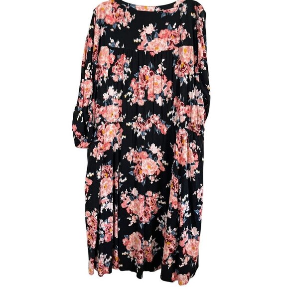 Torrid Dress 4X Pink Floral Mini Feminine Hi Lo Tropical Peasant Skater Hippie - Picture 9 of 16